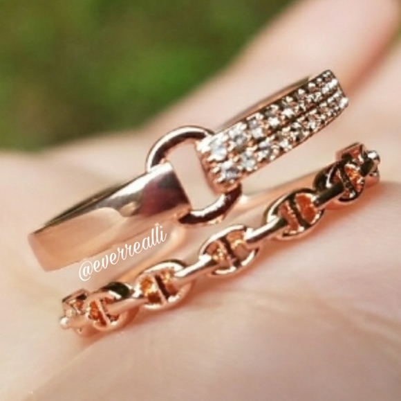 Rose Gold Adjustable Double Ring - Picture 2 of 5